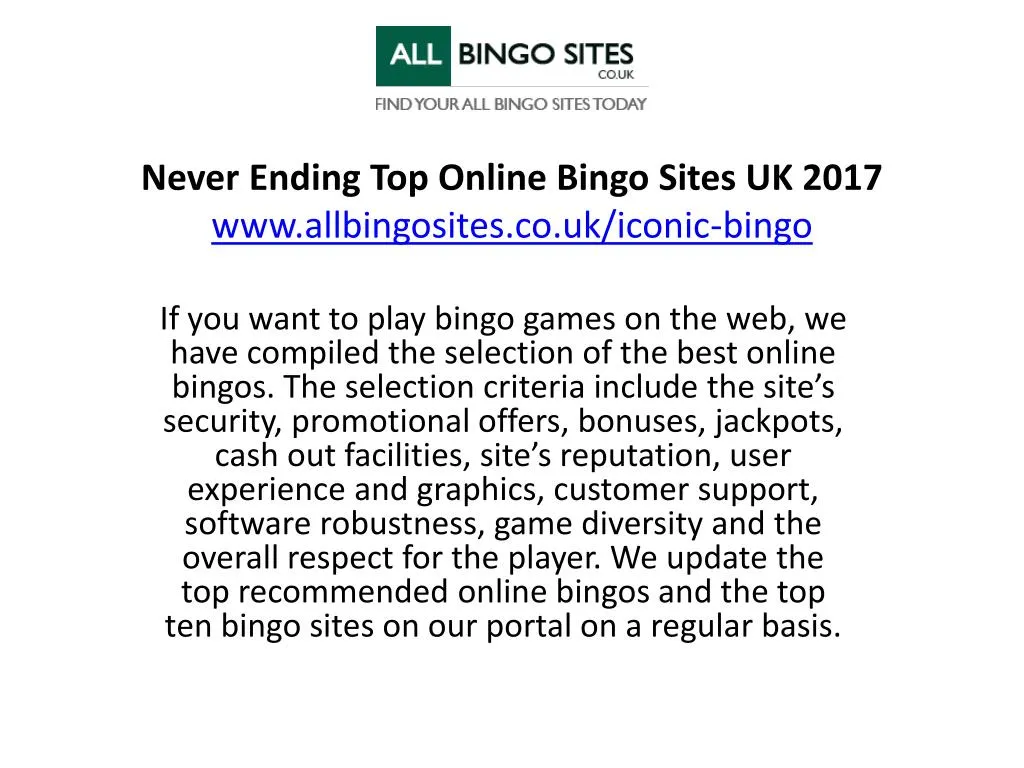 never ending top online bingo sites uk 2017 www allbingosites co uk iconic bingo n.