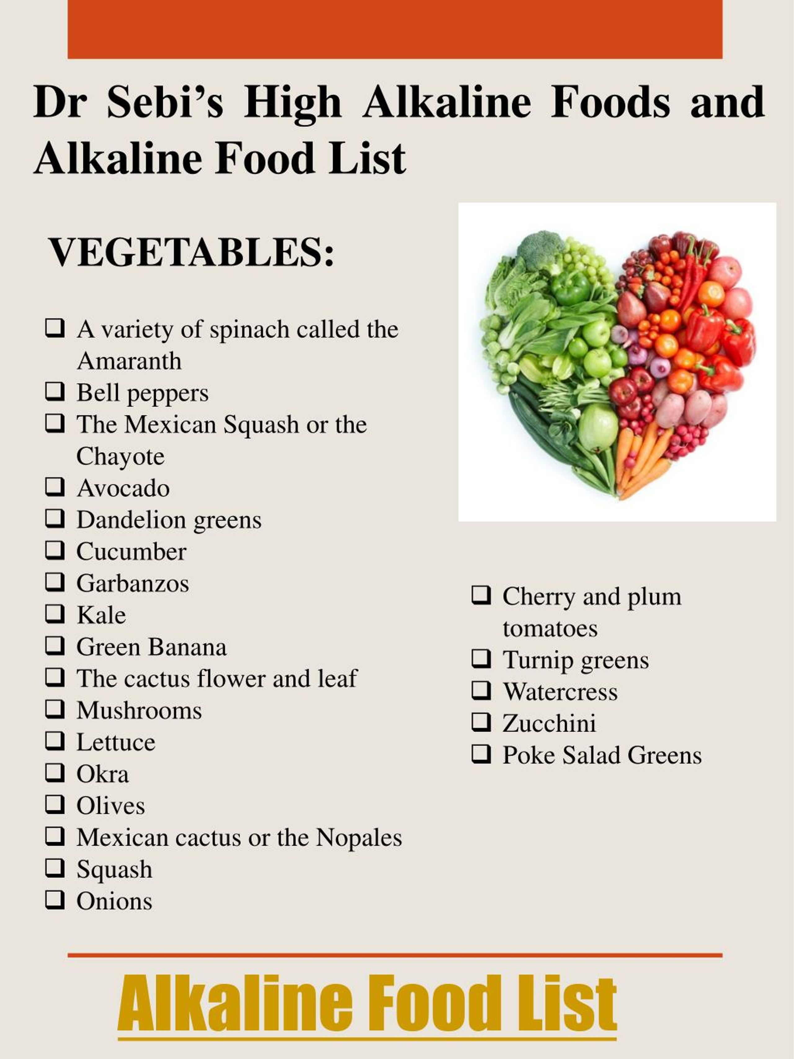 High Alkaline Food List Printable