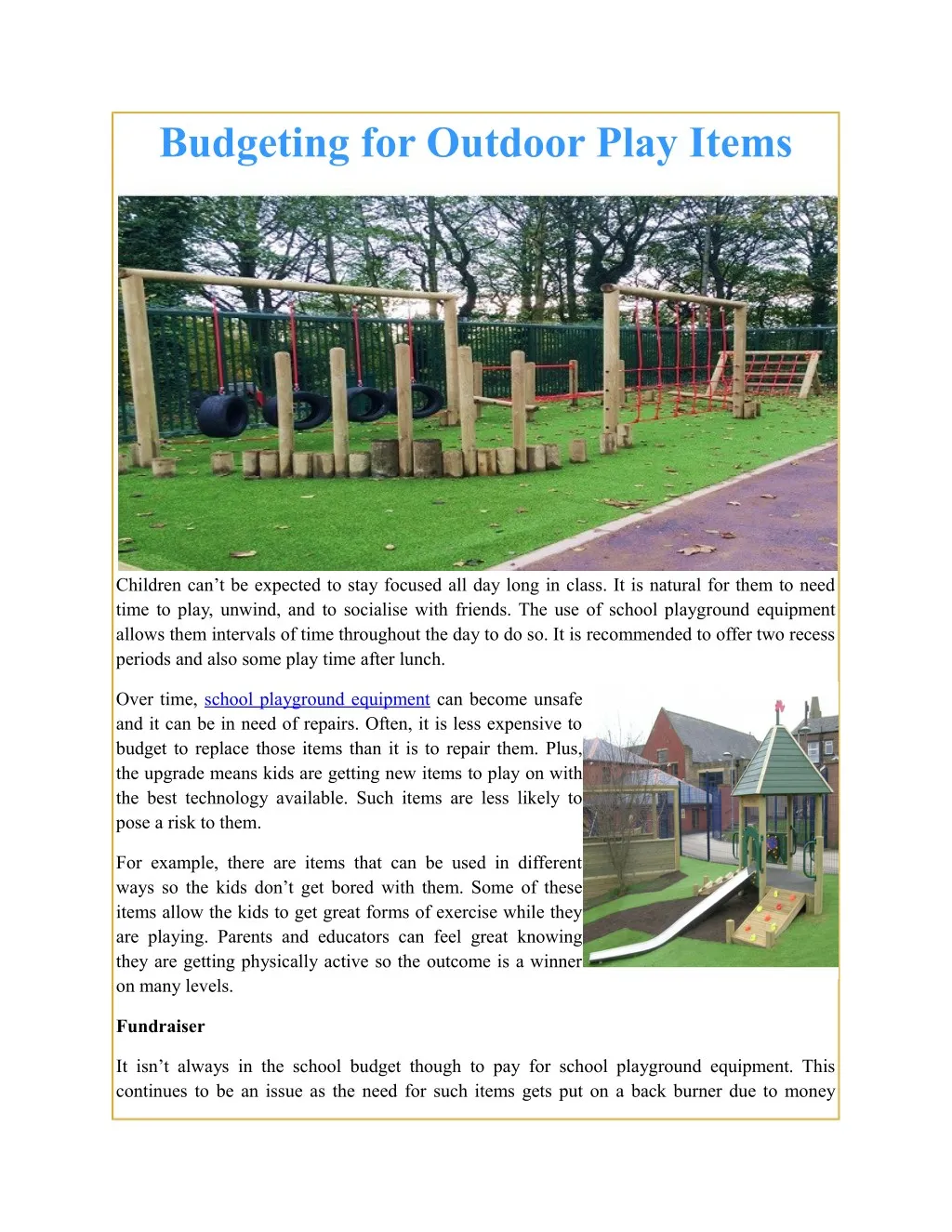 PPT Budgeting for Outdoor Play Items PowerPoint Presentation, free
