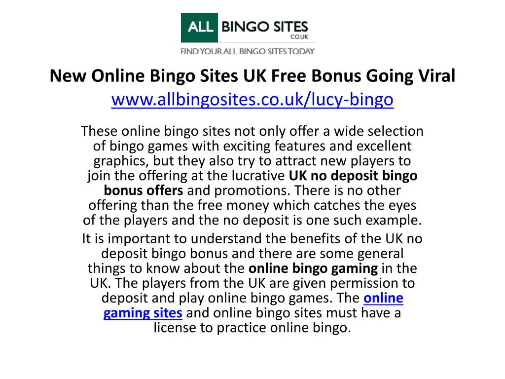 new online bingo sites uk free bonus going viral www allbingosites co uk lucy bingo n.