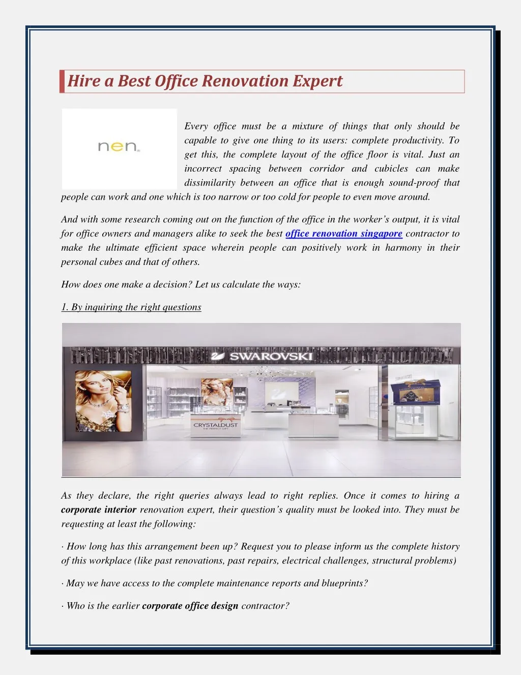 hire a best office renovation expert n.