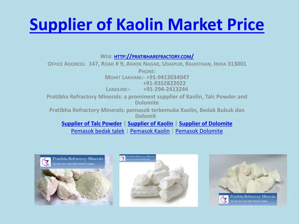 supplier of kaolin market price n.