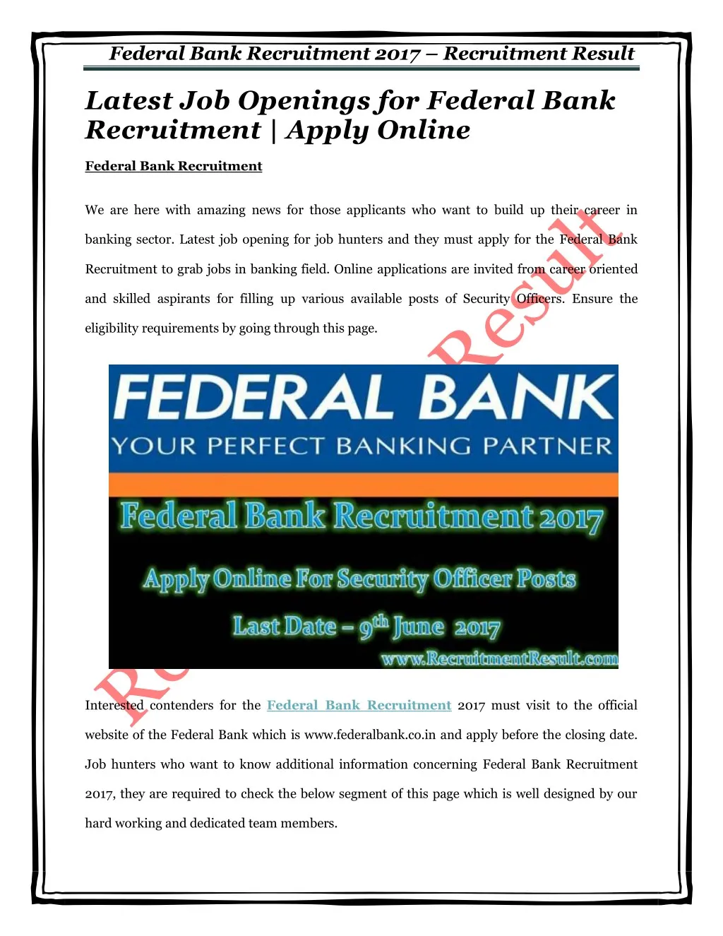 Government jobs vacancy in banks
