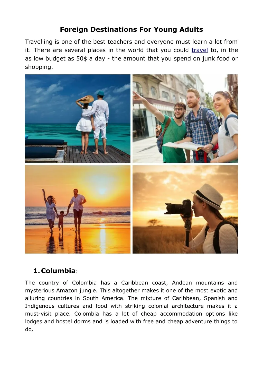 PPT Foreign Destinations For Young Adults PowerPoint Presentation