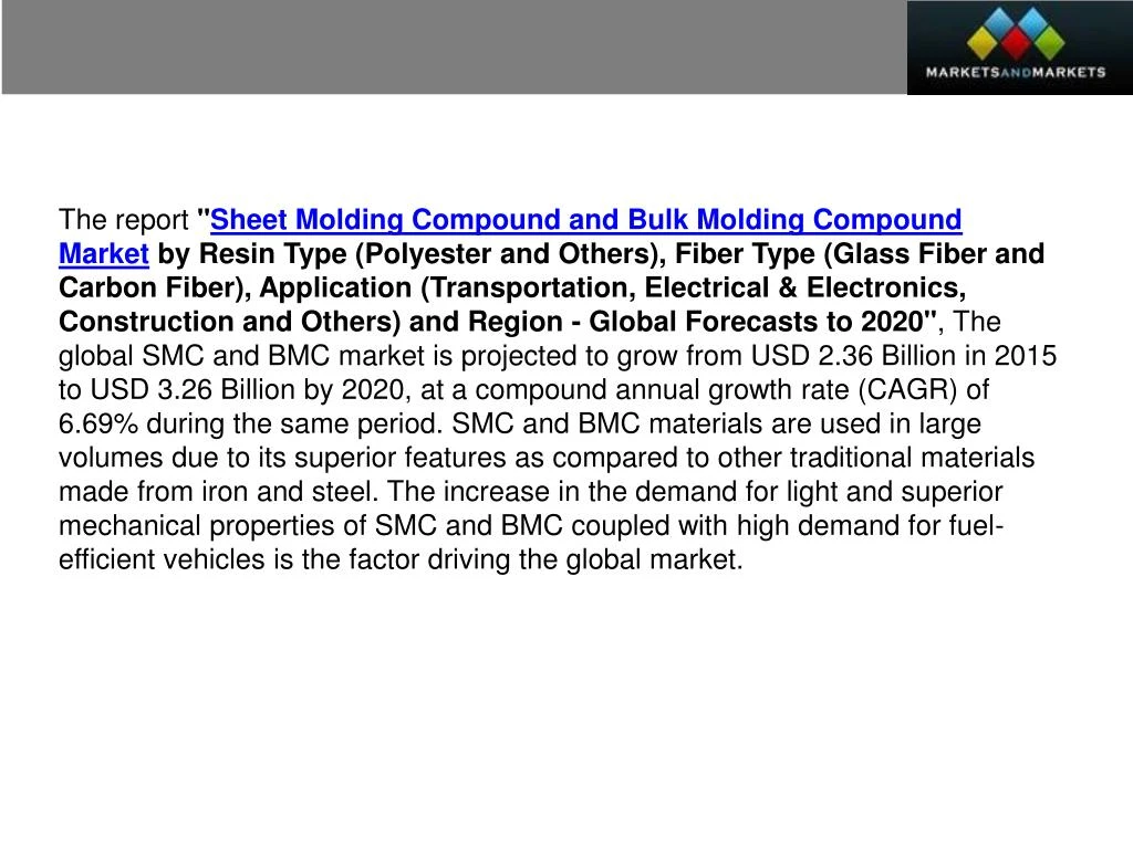 PPT Sheet Molding Compound and Bulk Molding Compound Market