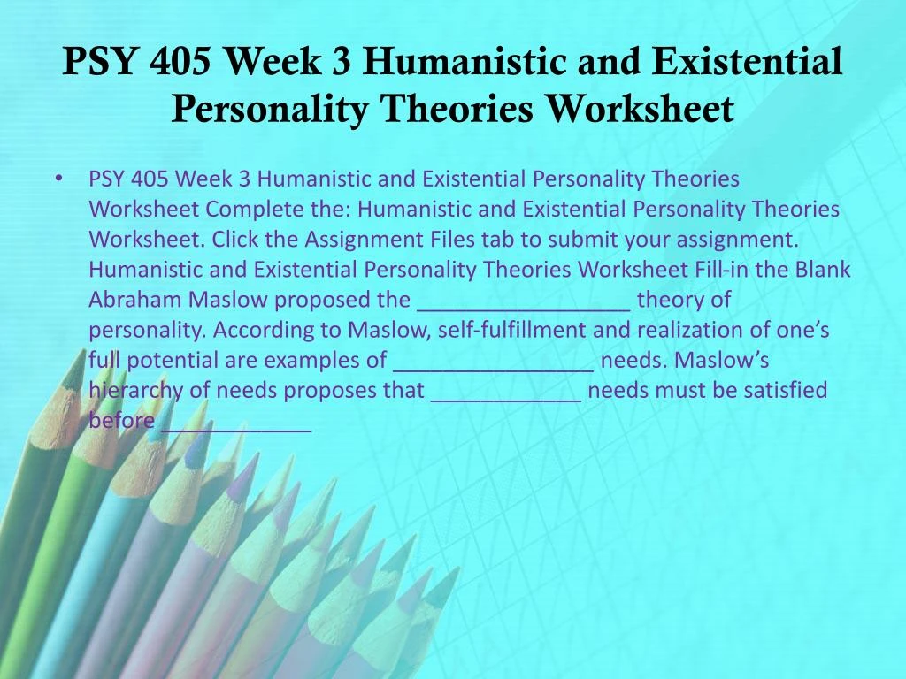 humanistic and existential personality theories paper