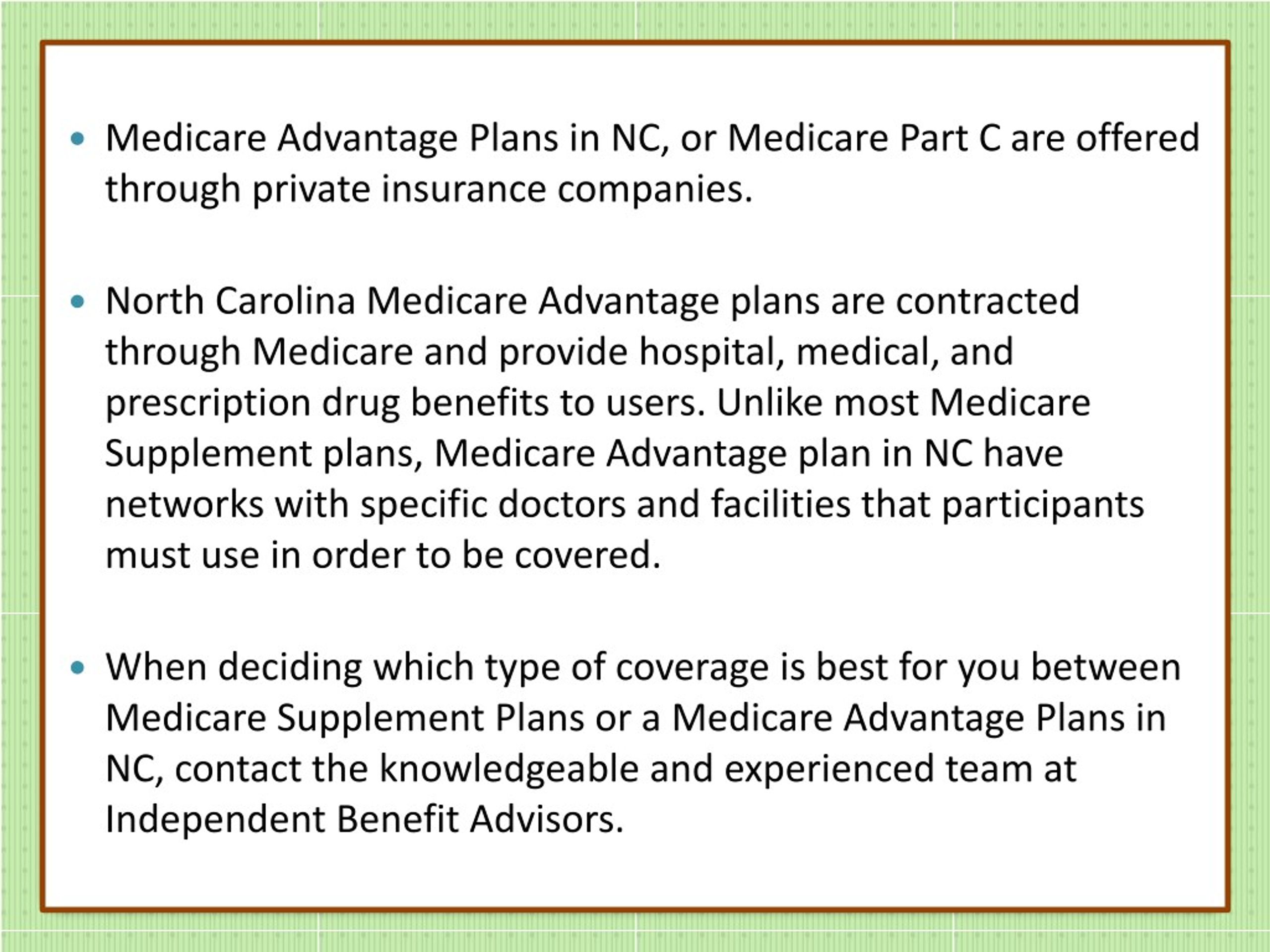 PPT Medicare Advantage Plans in Charlotte, Raleigh, Durham NC