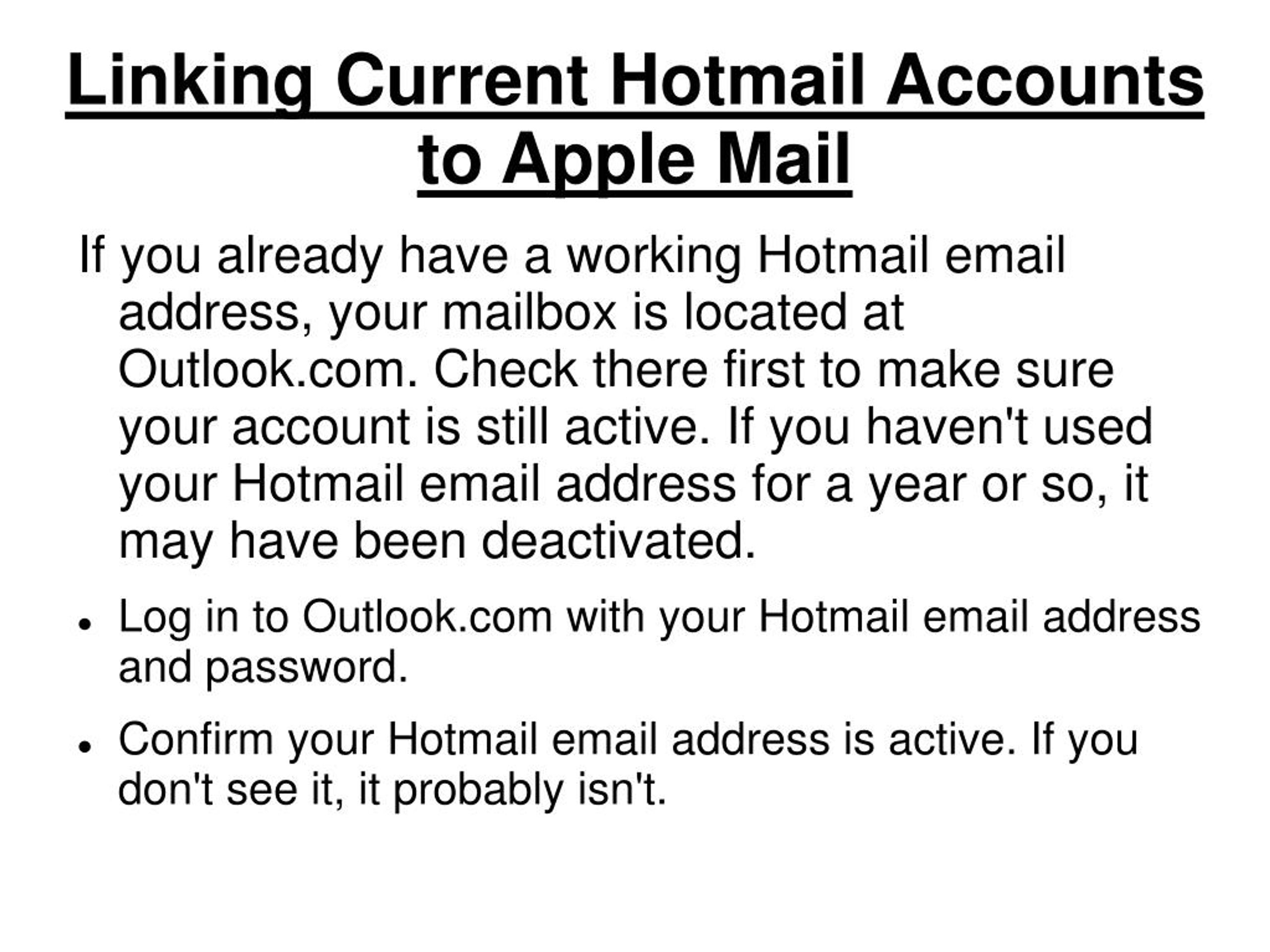setting up mac mail for hotmail