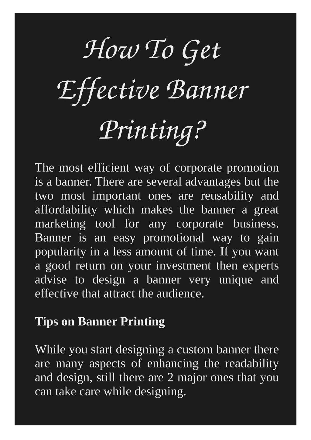 Ppt How To Get Effective Banner Printing Powerpoint