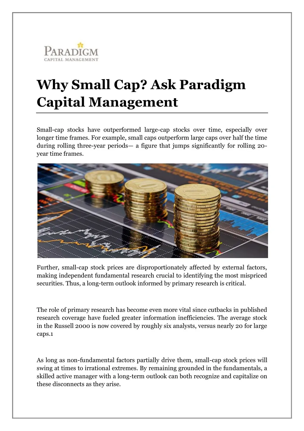 PPT - Why Small Cap? Ask Paradigm Capital Management PowerPoint ...