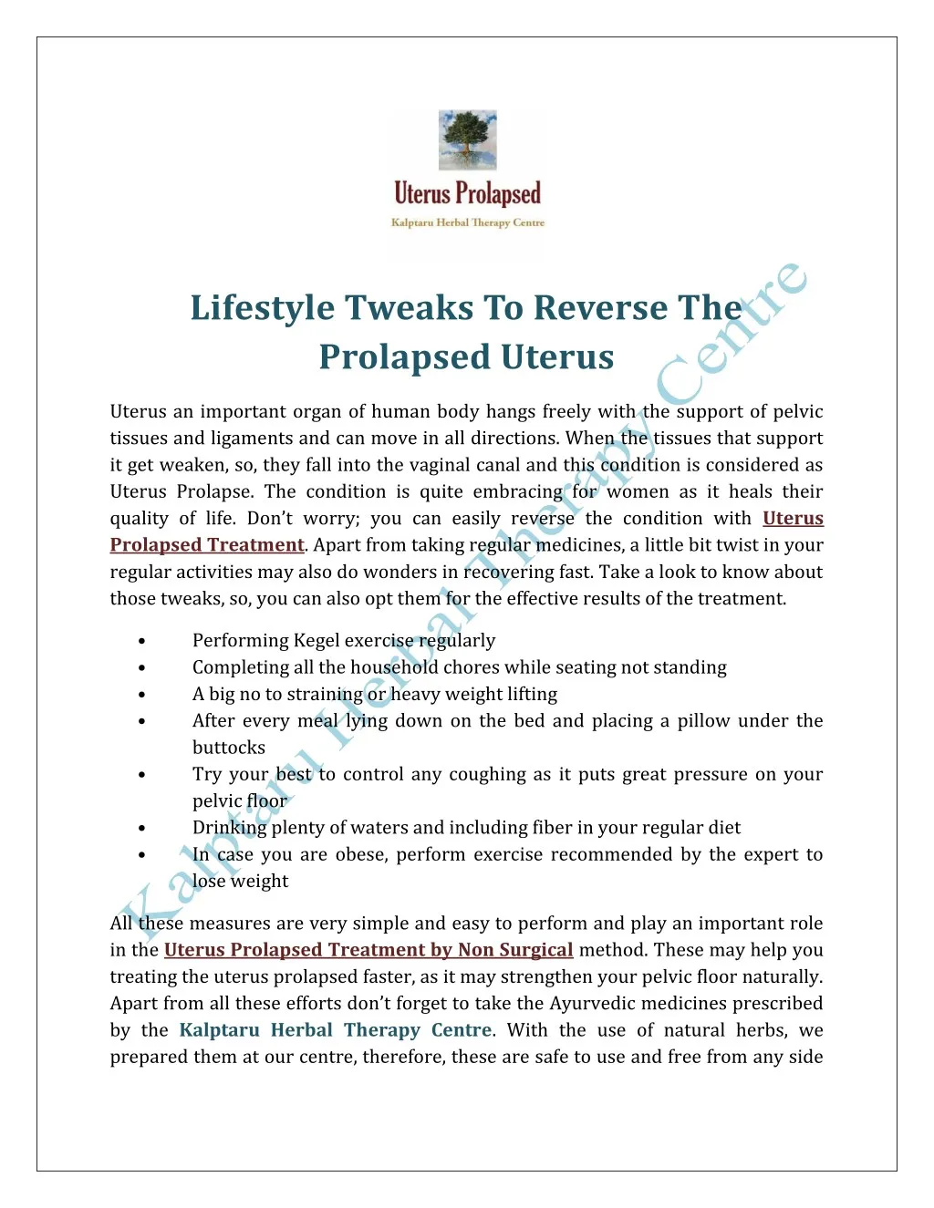 lifestyle tweaks to reverse the prolapsed uterus n.