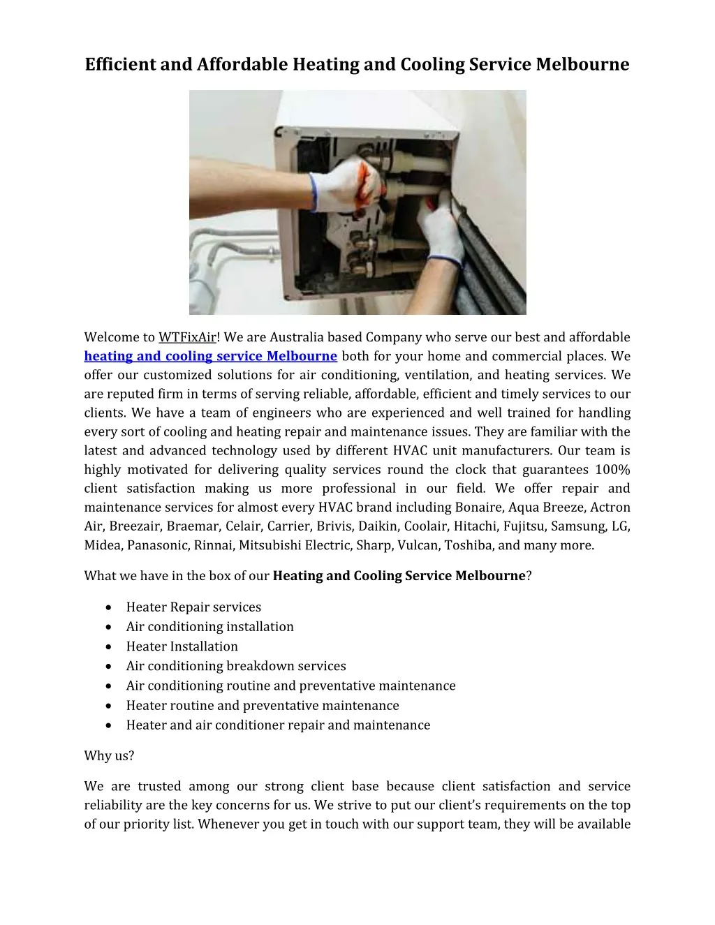 PPT Efficient and Affordable Heating and Cooling Service Melbourne