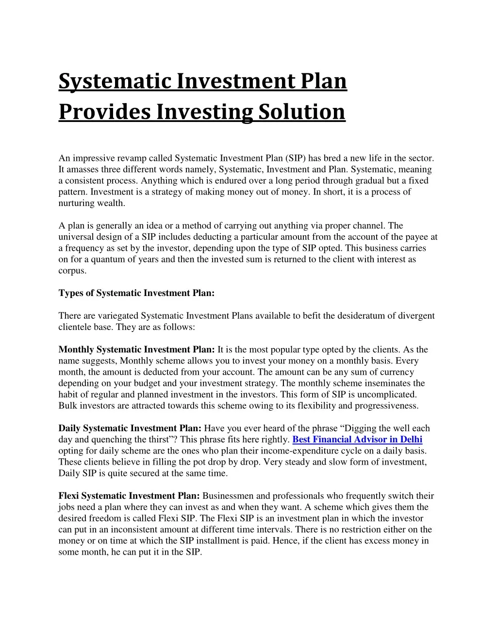 research paper on systematic investment plan