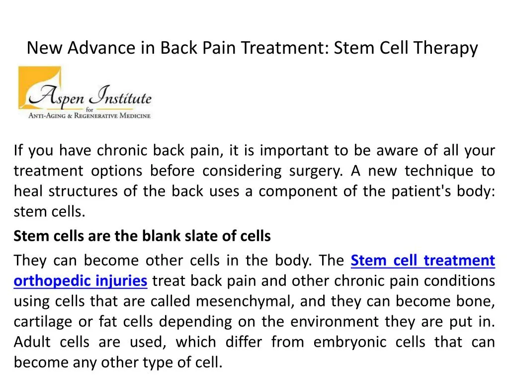 stem cell treatment for back pain near me