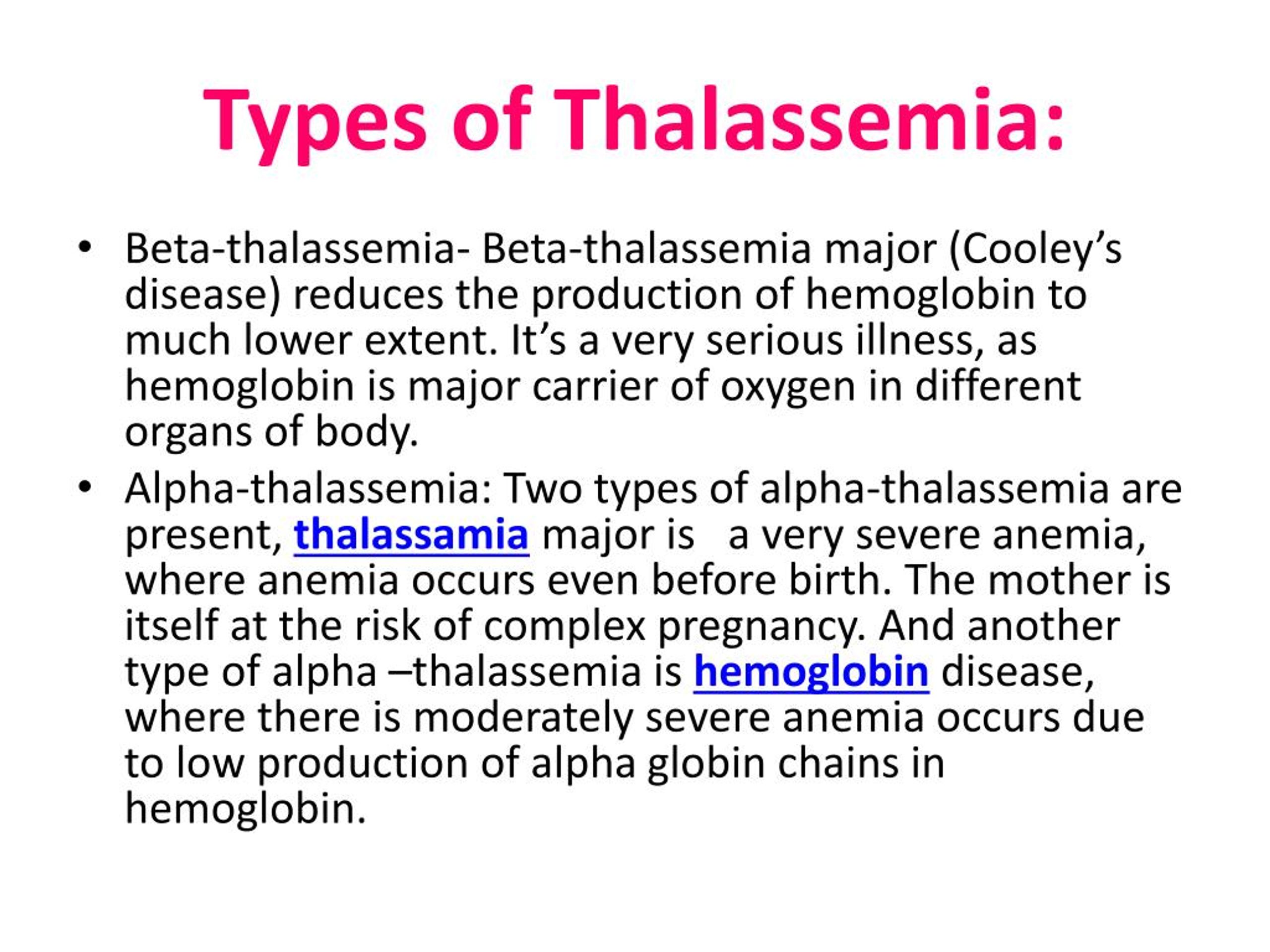 Ppt Thalessemia Overview Symptoms Complications Risk Factor Causes Daignosis And