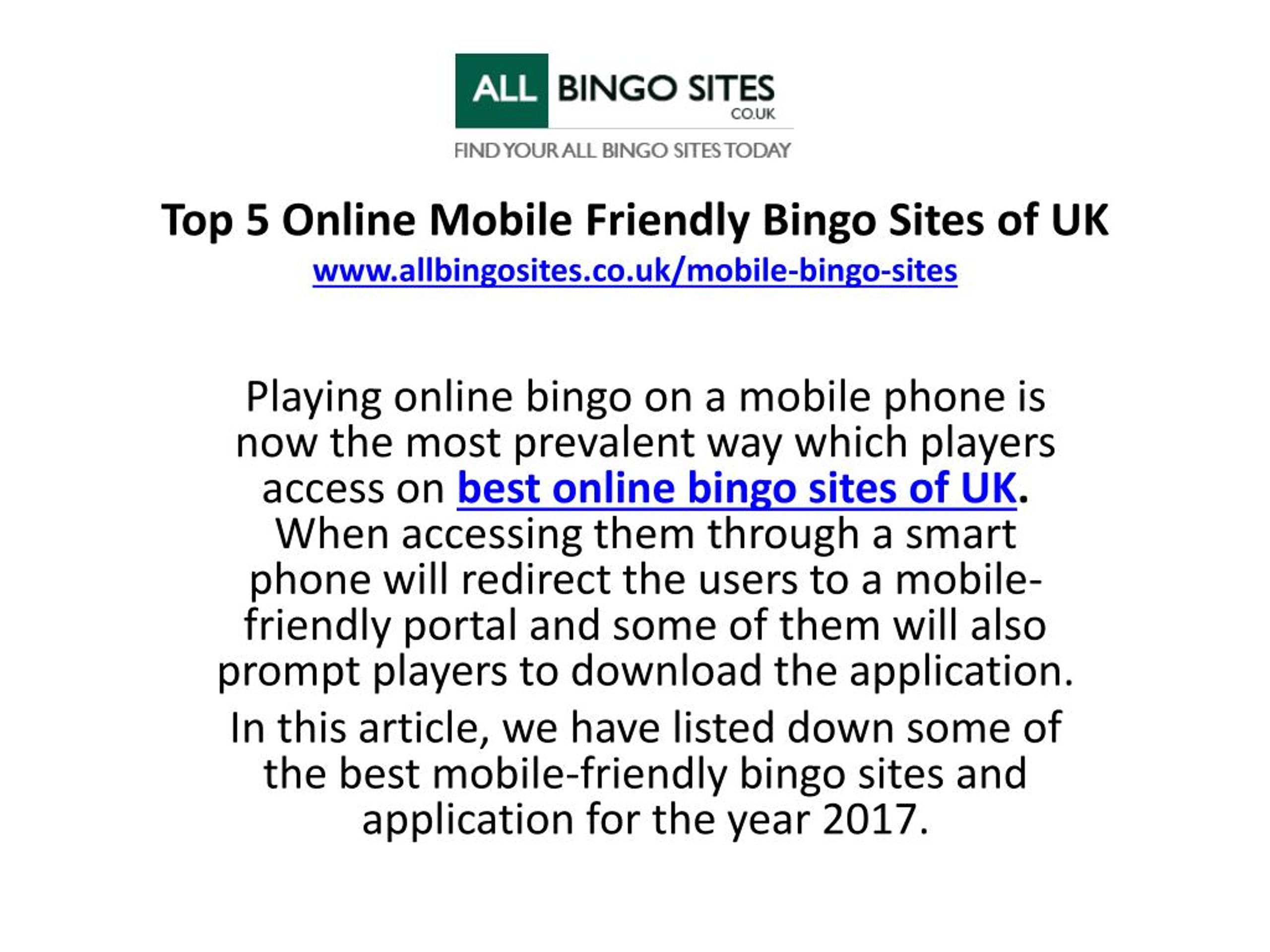 Best Bingo Sites 2017