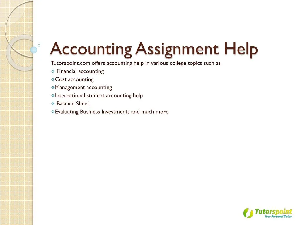 Accounting homework help for college students