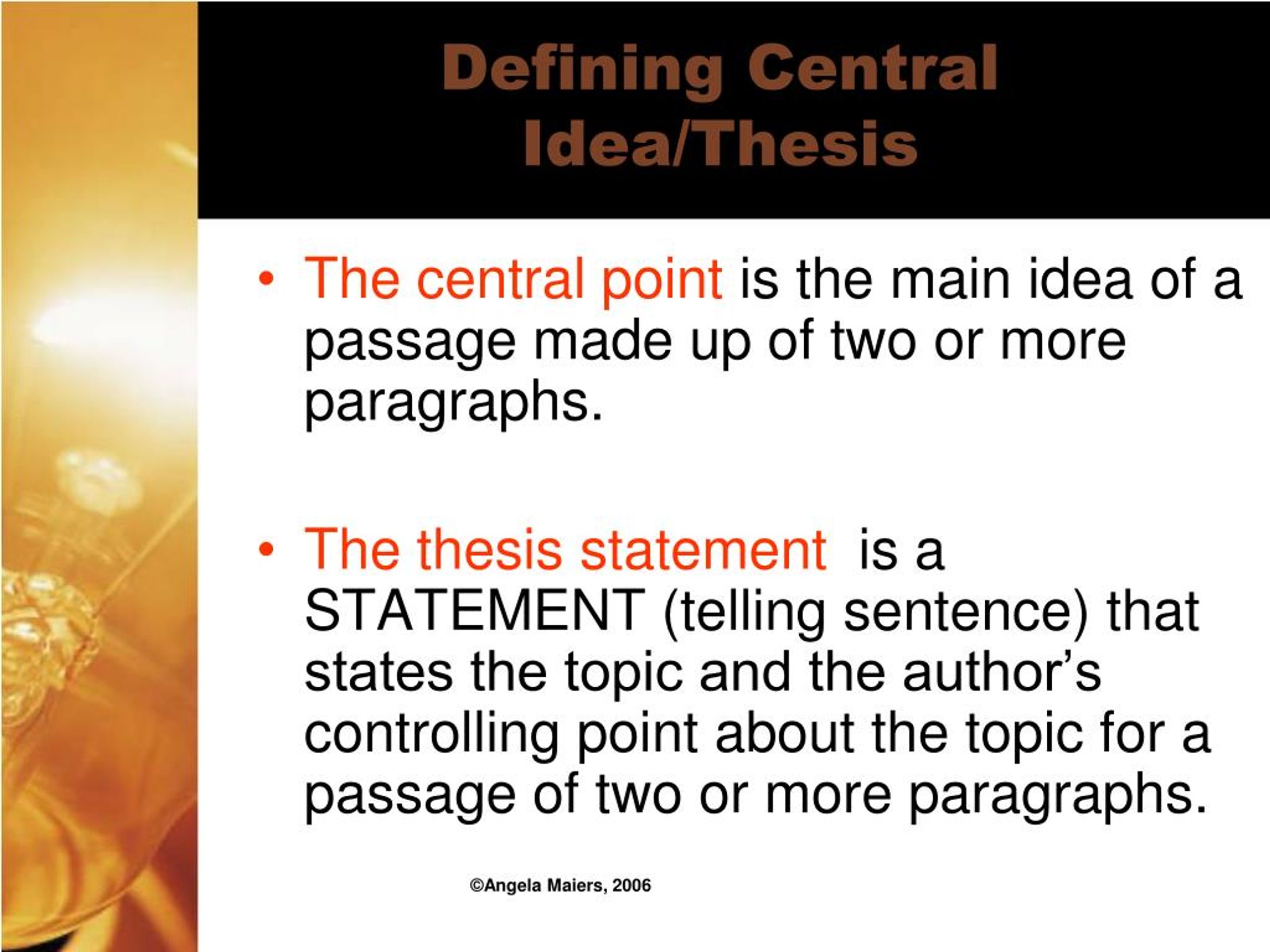 central idea and thesis