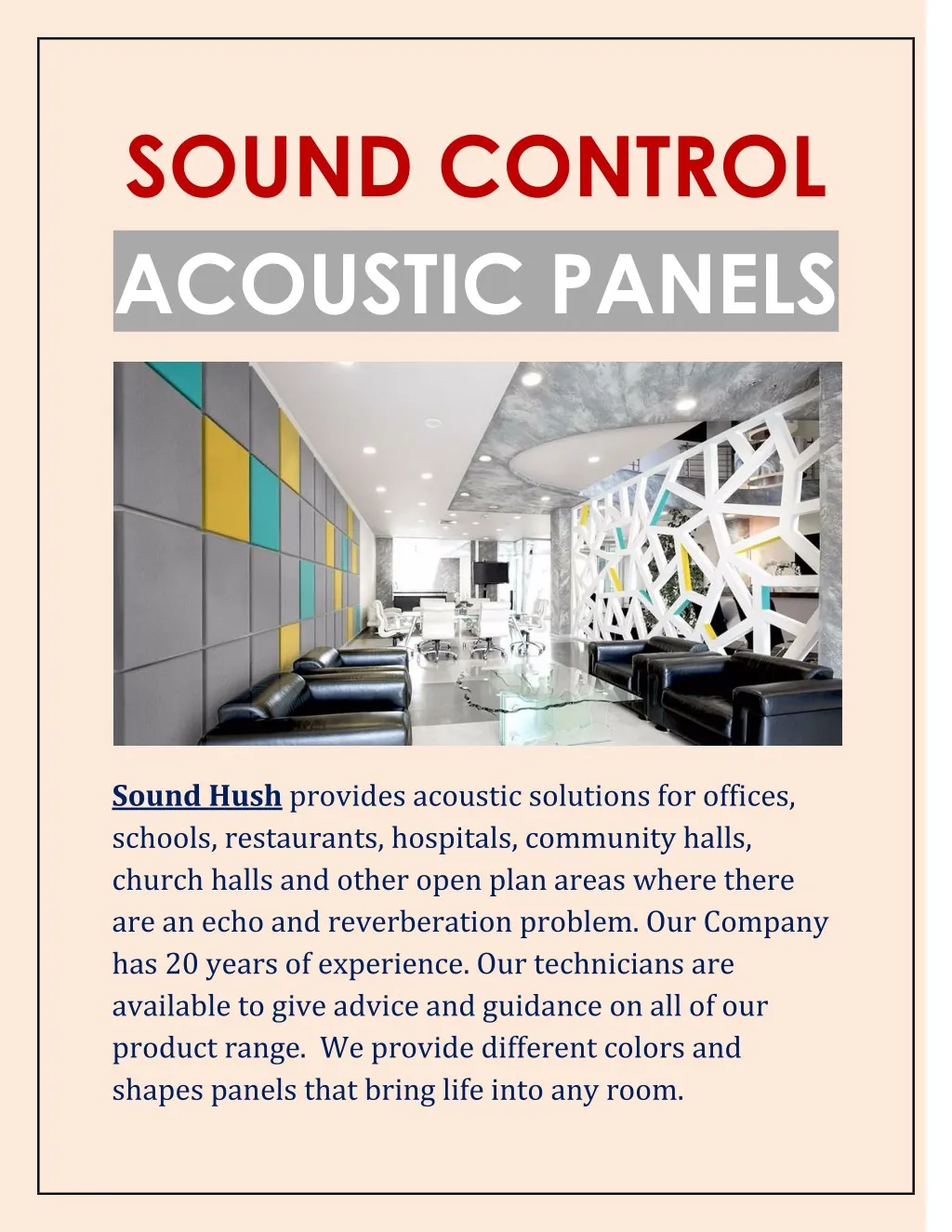 PPT Sound Hush sound control acoustic panels PowerPoint Presentation ID7610323
