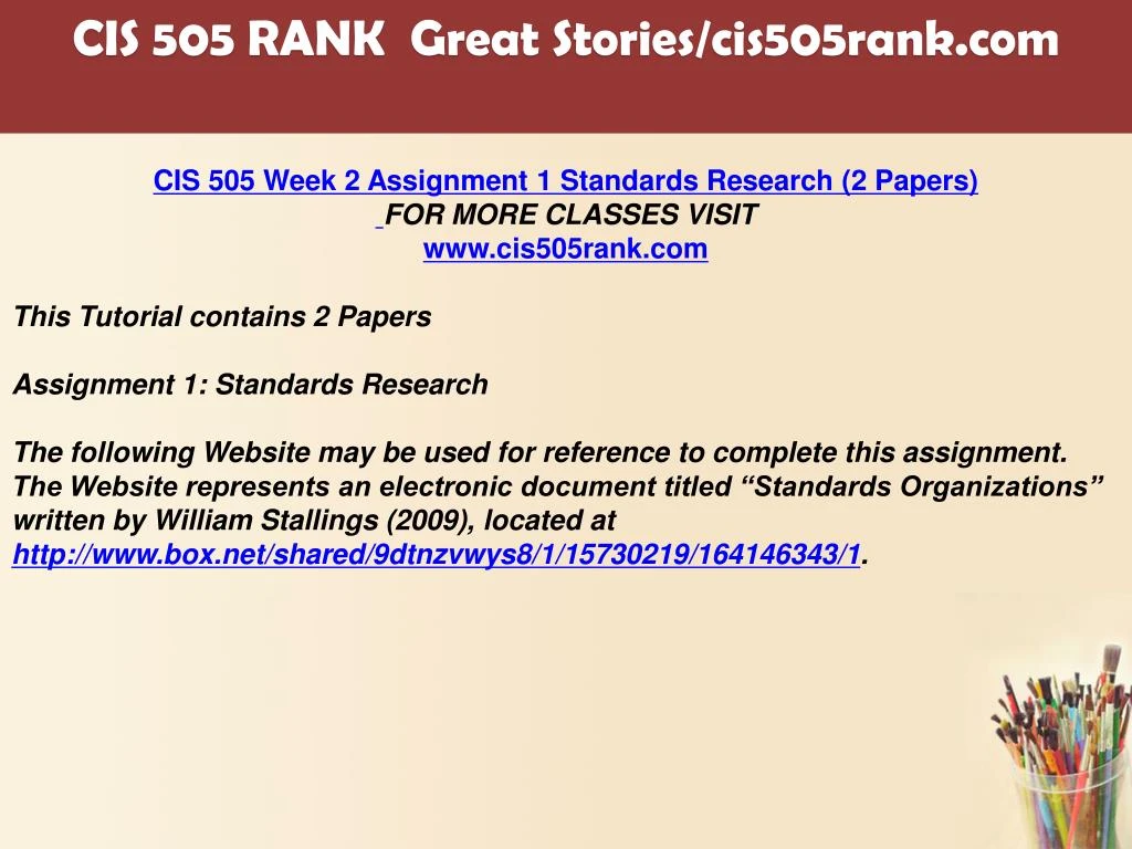 cis 505 assignment 1 standards research Cis 505 slingshot academy 505/product-36-cis-505-week-2-assignment-1-standards-research-%282 each assignmentcis 505 week 2 assignment 1 standards research. cis 505 assignment 1 standards research Cis 505 slingshot academy 505/product-36-cis-505-week-2-assignment-1-standards-research-%282 each assignmentcis 505 week 2 assignment 1 standards research.