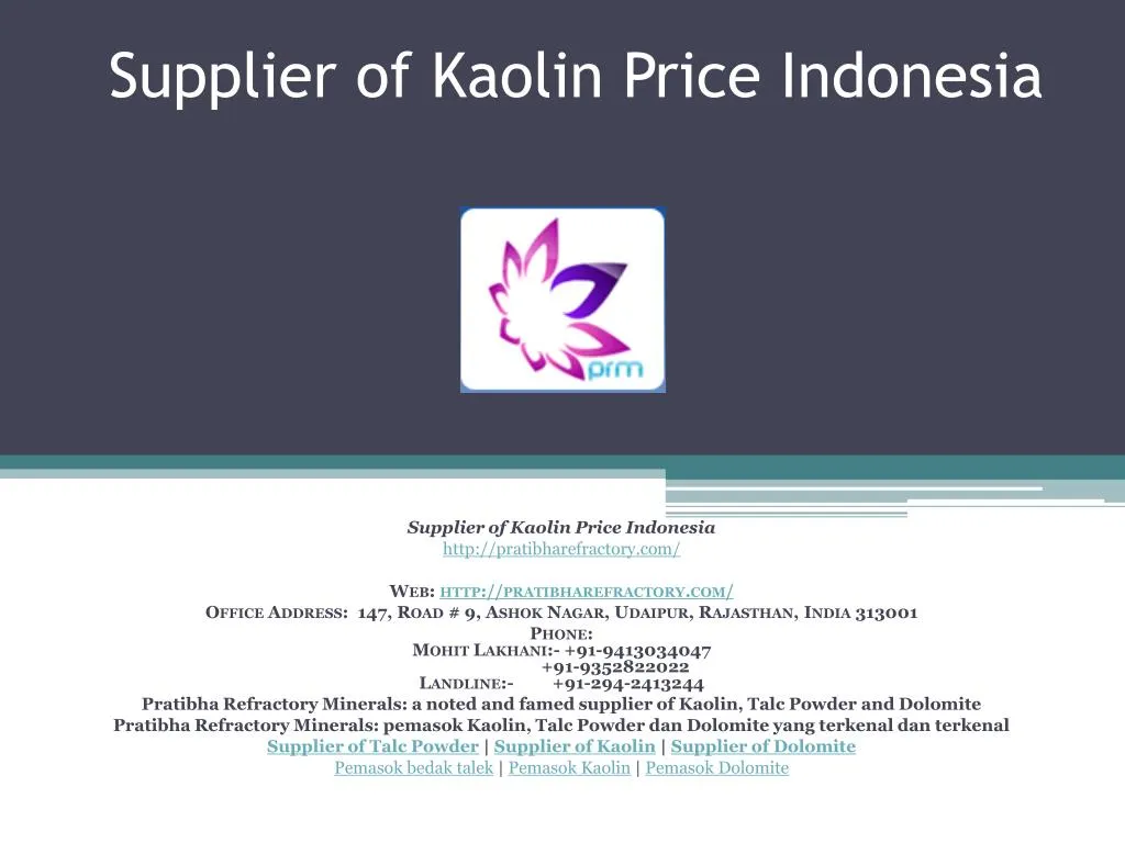 supplier of kaolin price indonesia n.