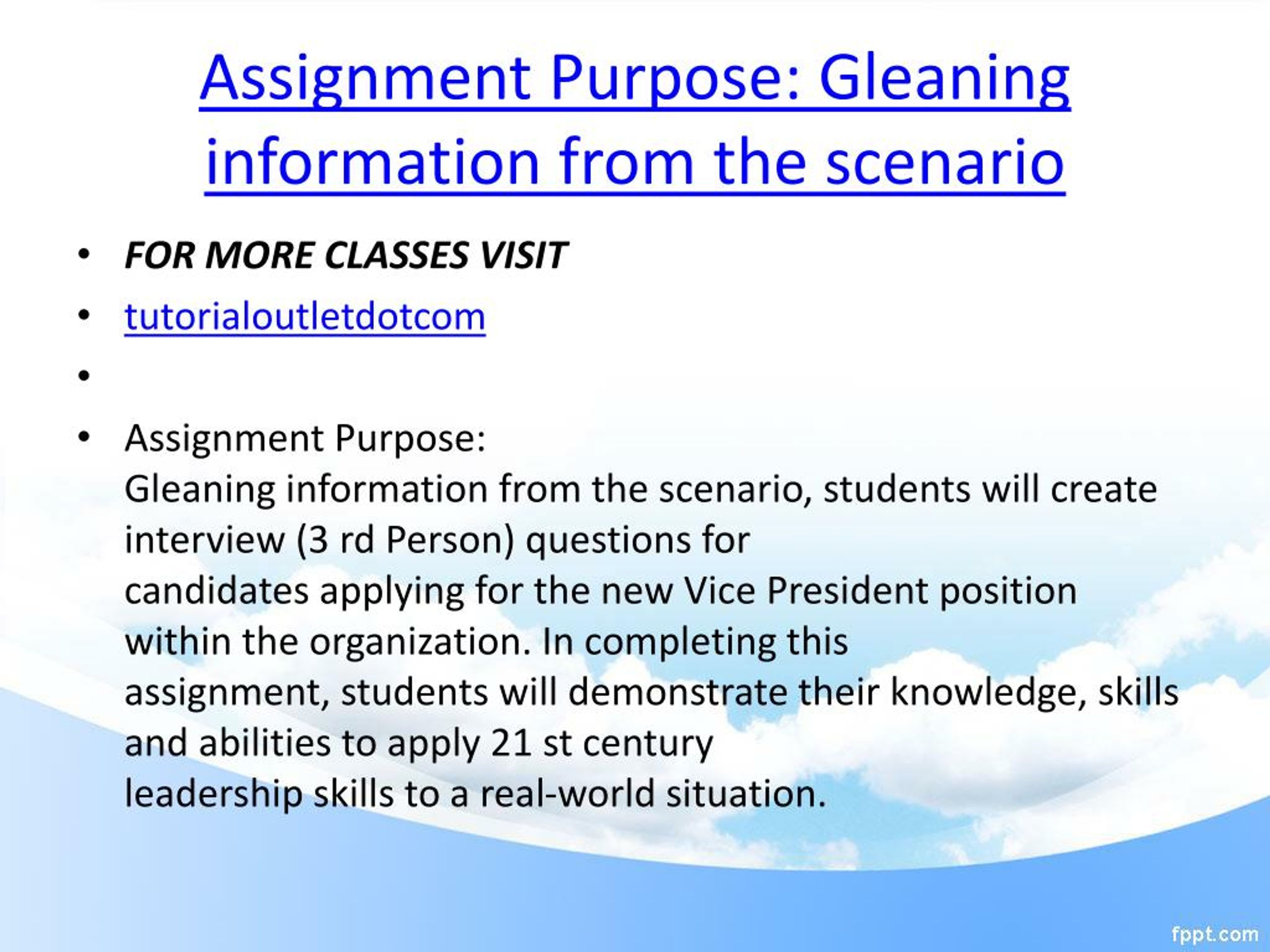 assignment definition and purpose