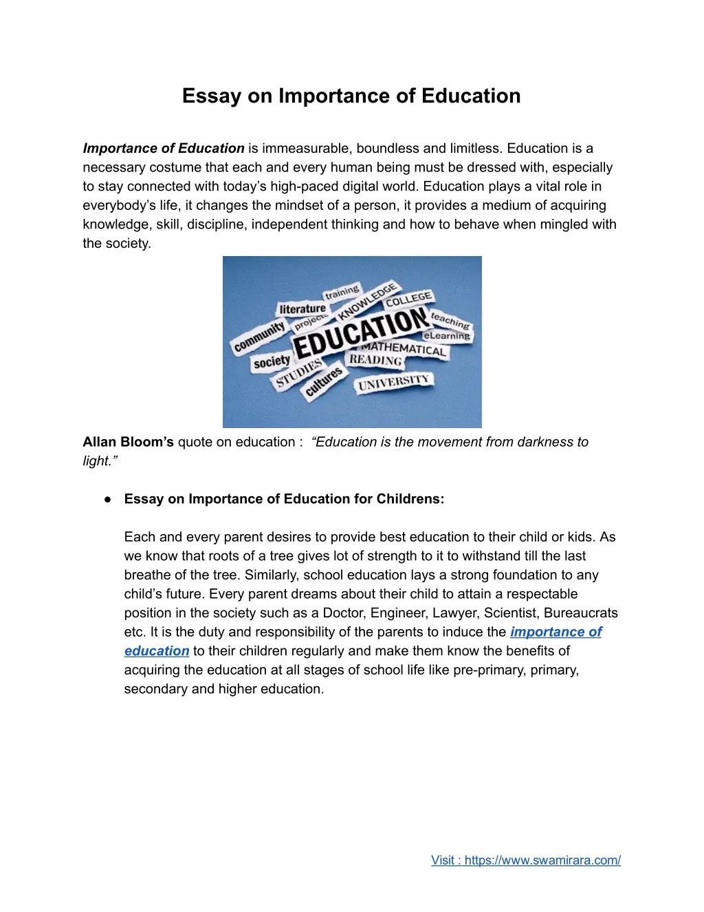 from the essay importance of education complete the graphic organizer