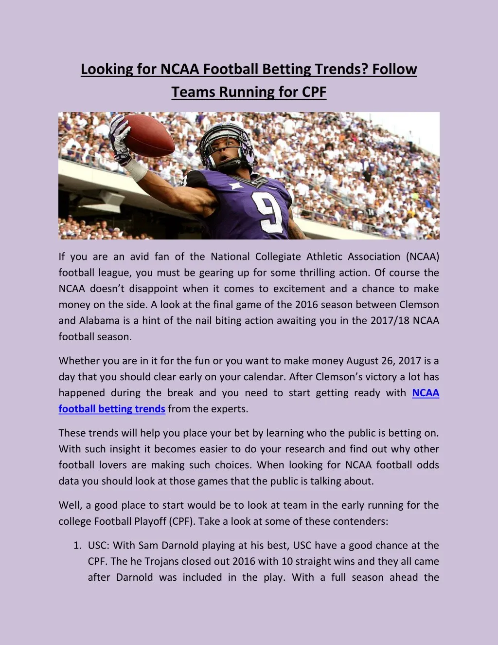 PPT - Looking for NCAA Football Betting Trends? Follow Teams Running 