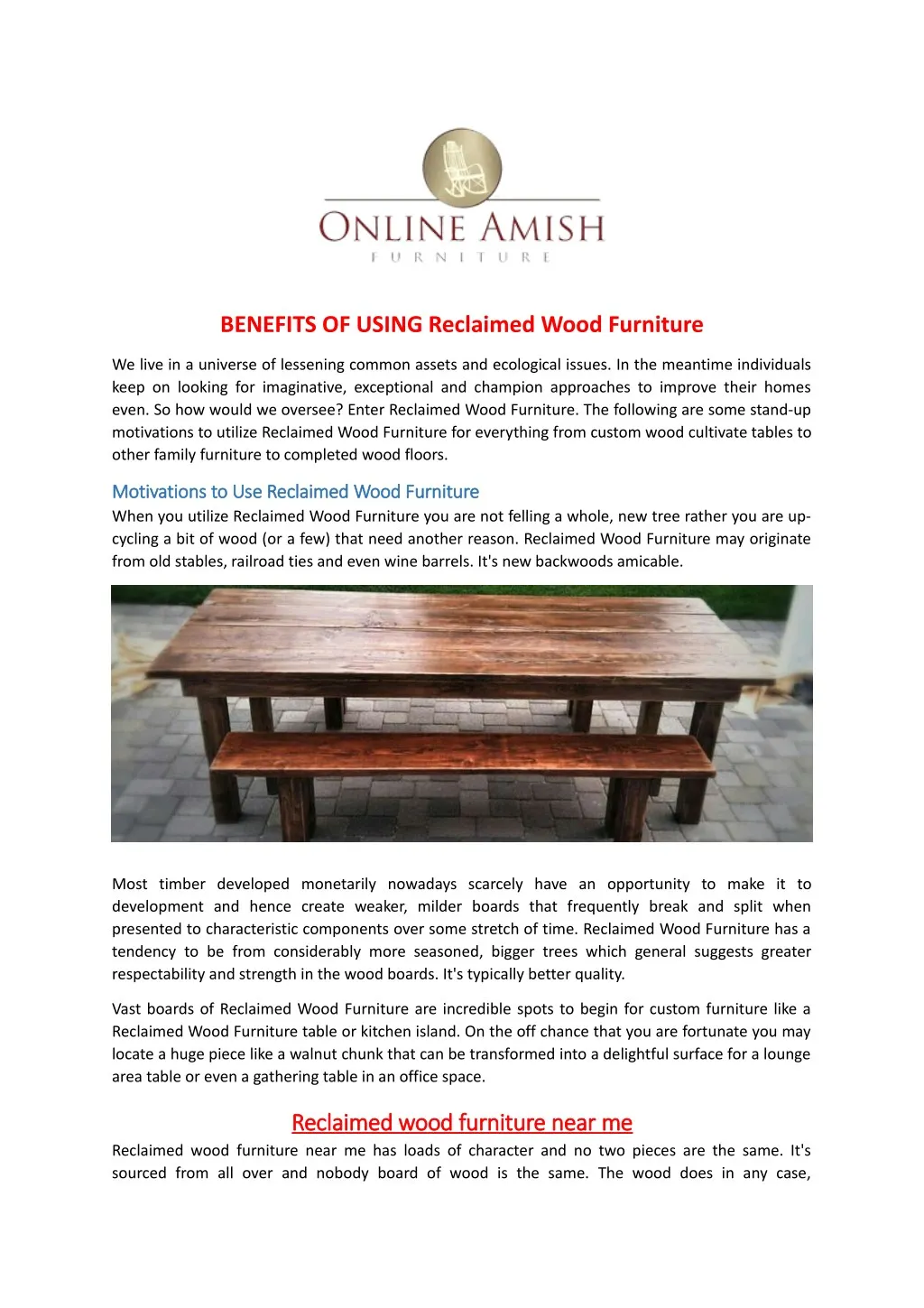 Benefits Of Using Reclaimed Wood Furniture N 