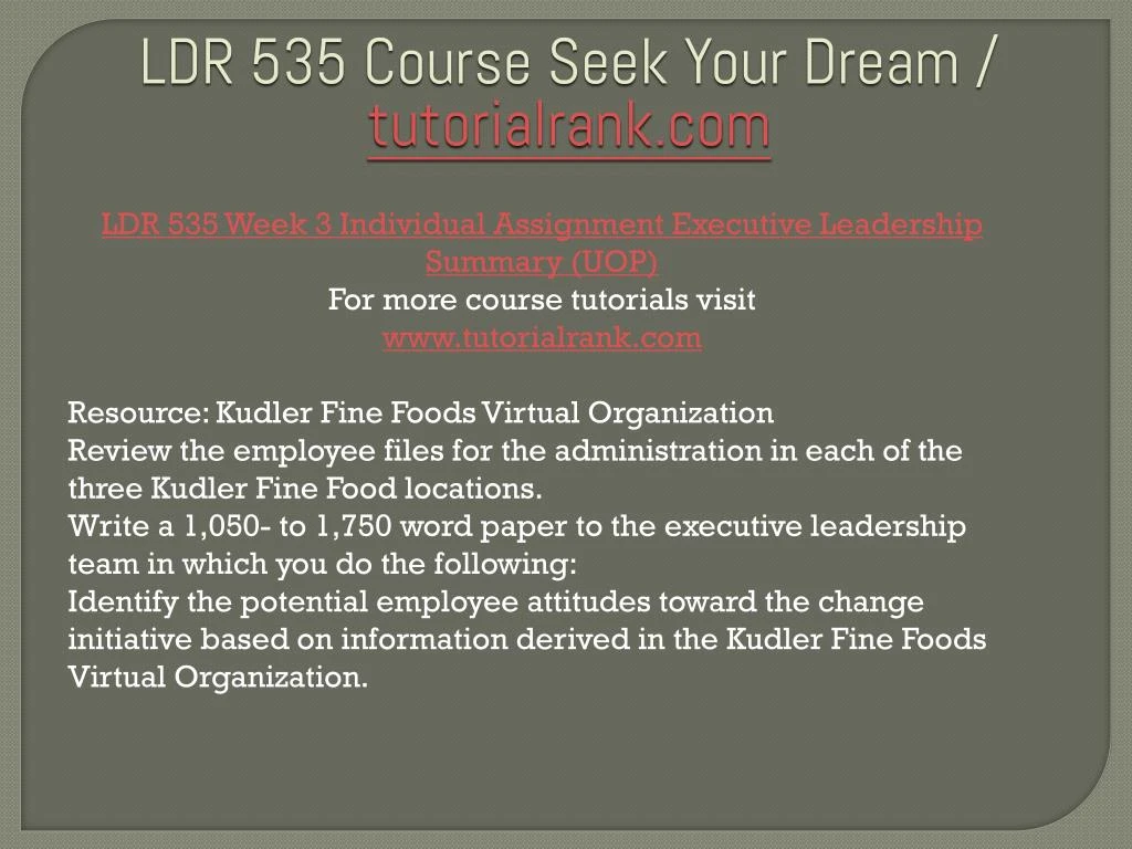 ldr 535 Leadership theories ldr/535 version 1 university of phoenix material leadership theories complete the university of phoenix material: leadership theories with the following information: identify five leadership theories. ldr 535 Leadership theories ldr/535 version 1 university of phoenix material leadership theories complete the university of phoenix material: leadership theories with the following information: identify five leadership theories.