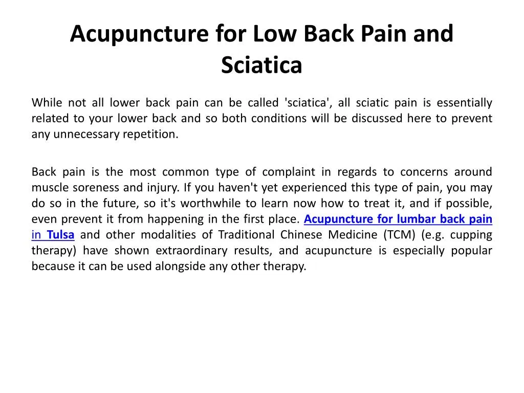 PPT Acupuncture for Low Back Pain and Sciatica PowerPoint