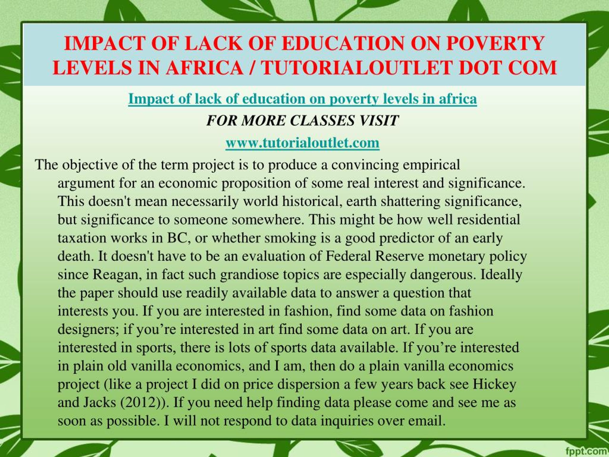 PPT IMPACT OF LACK OF EDUCATION ON POVERTY LEVELS IN AFRICA 