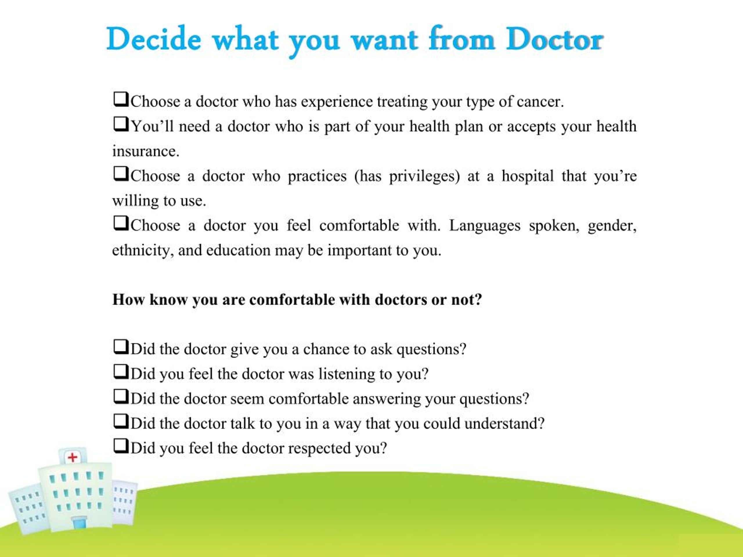 Ppt How Do Choose A Doctor And Hospital To Treat My
