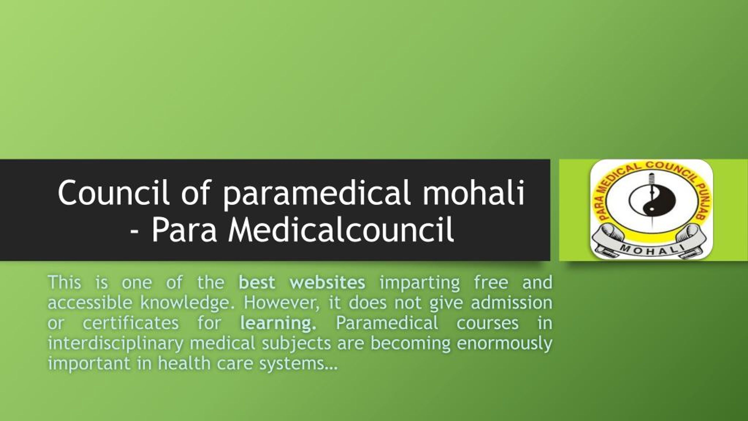 PPT Council of paramedical mohali Para Medicalcouncil