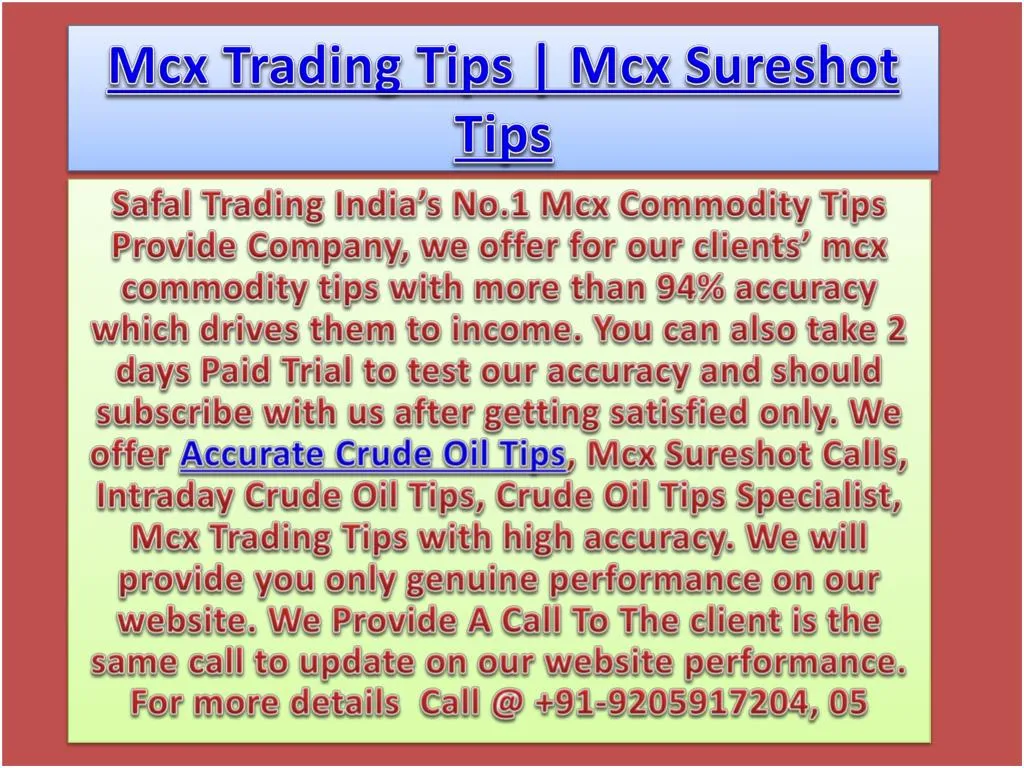 mcx trading tips mcx sureshot tips n.