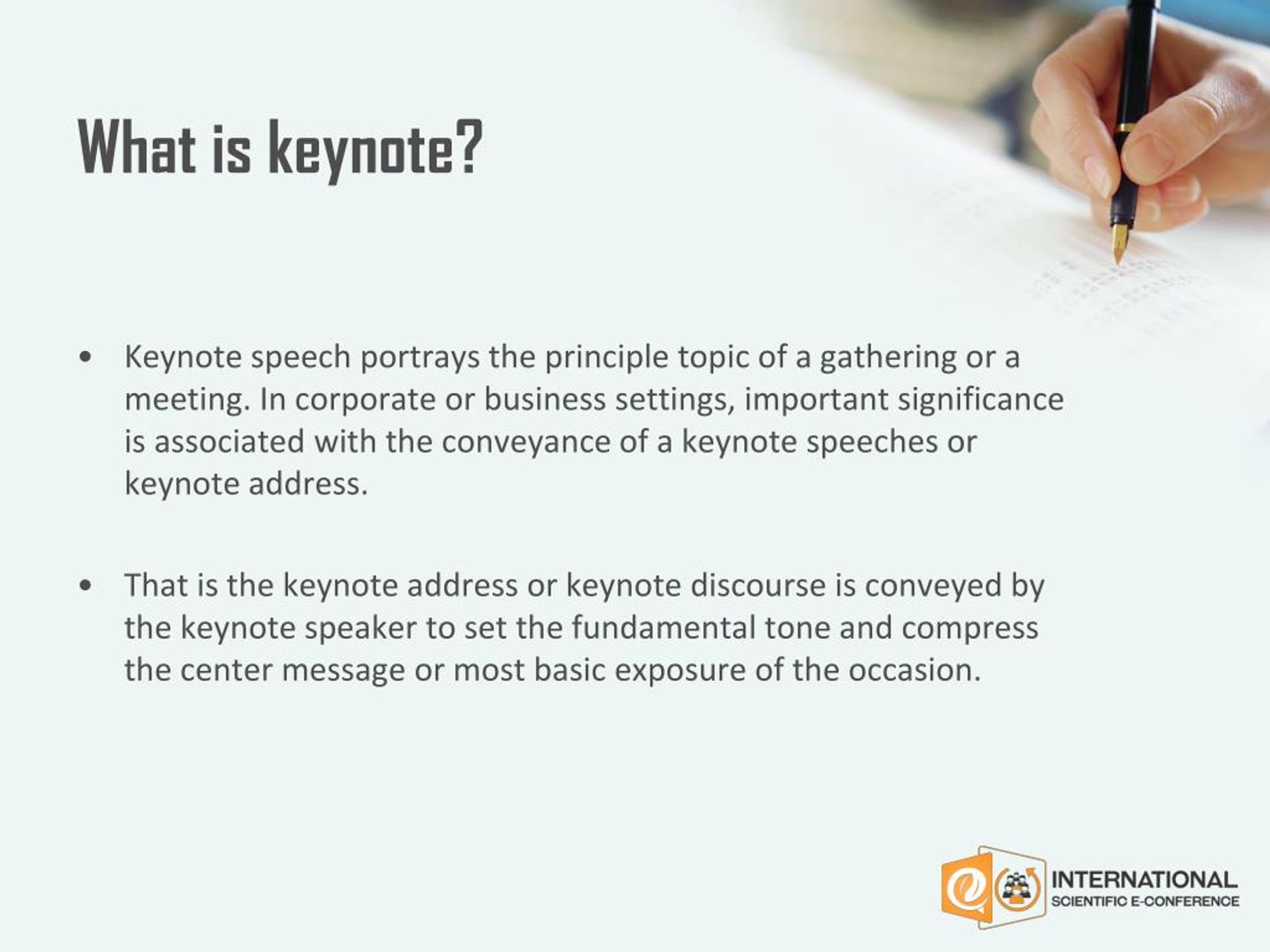 what keynote speech meaning