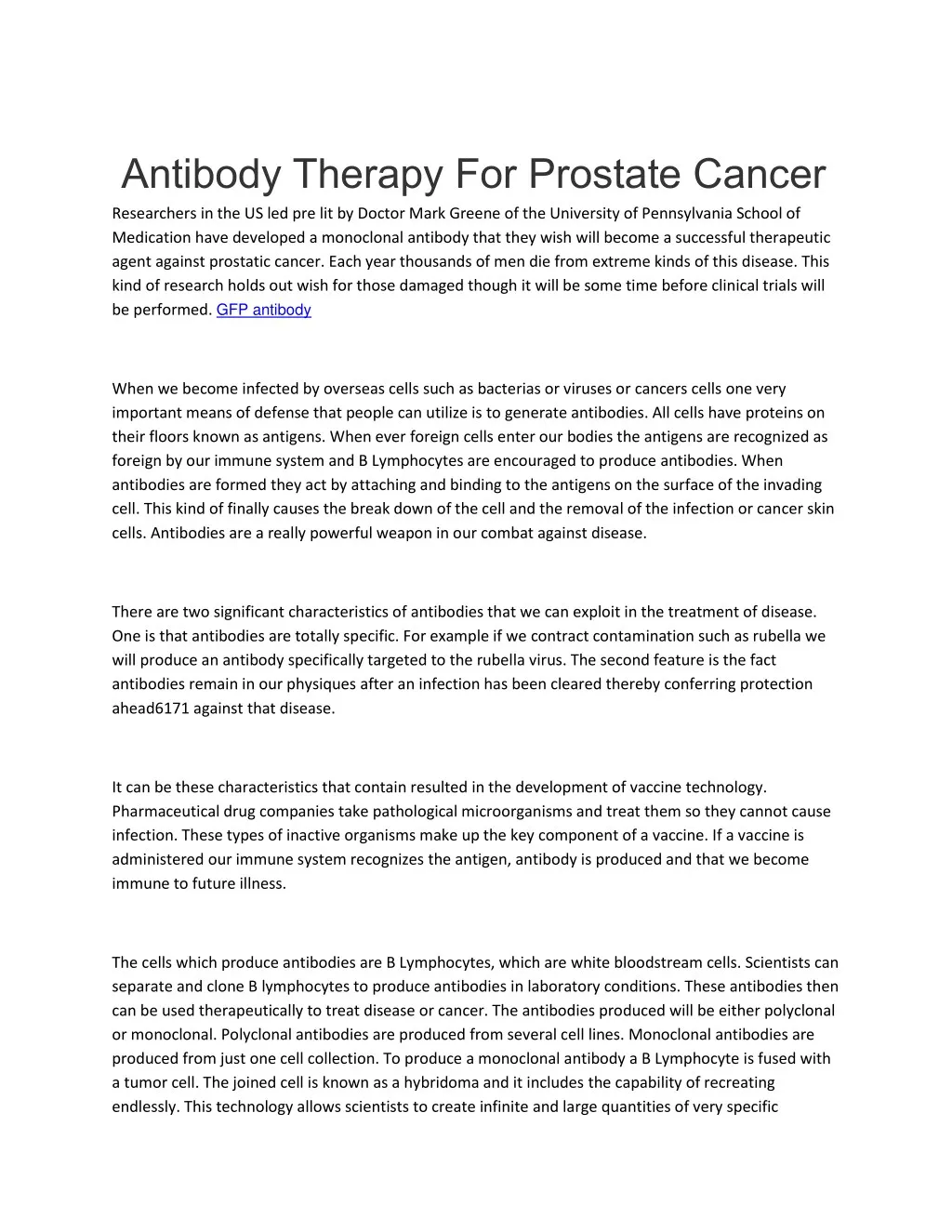 antibody therapy for prostate cancer n.