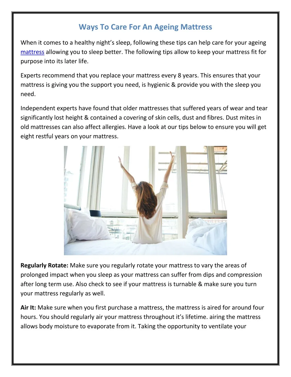 ways to care for an ageing mattress n.