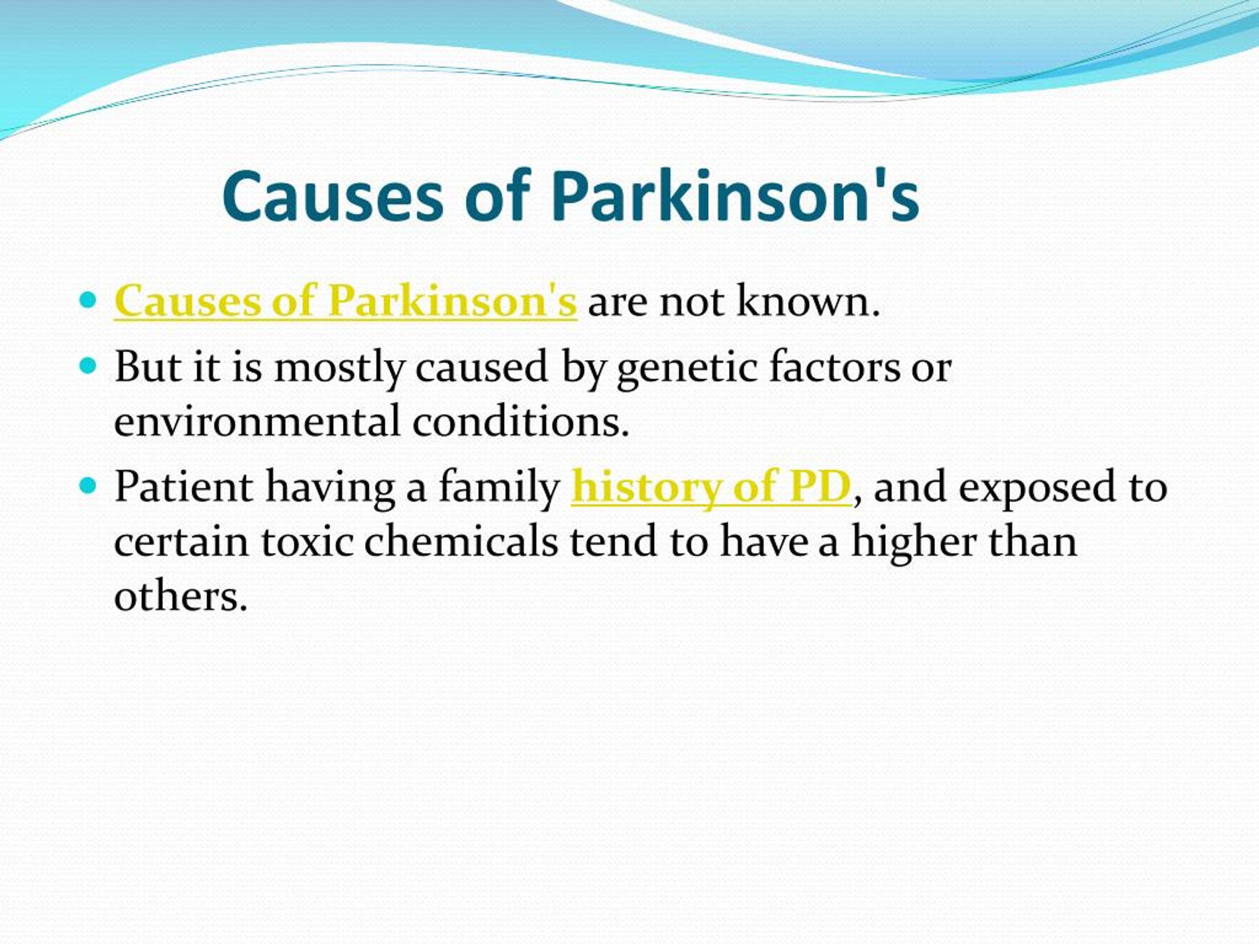 Parkinsons Disease Causes Symptoms And Treatment Ppt