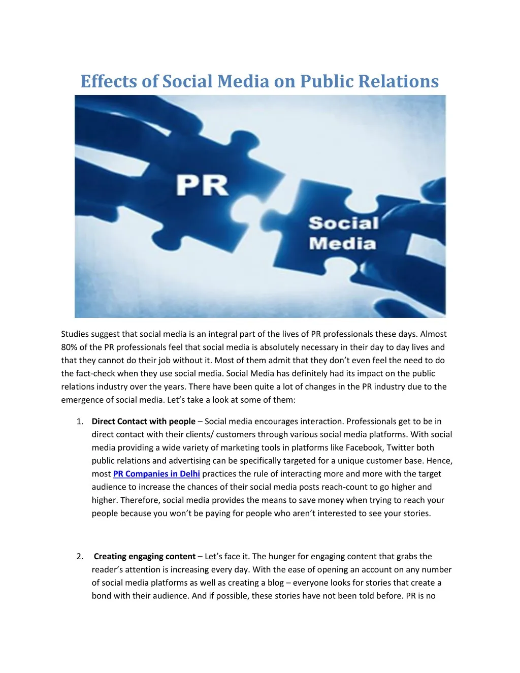 impact of social media on public relations