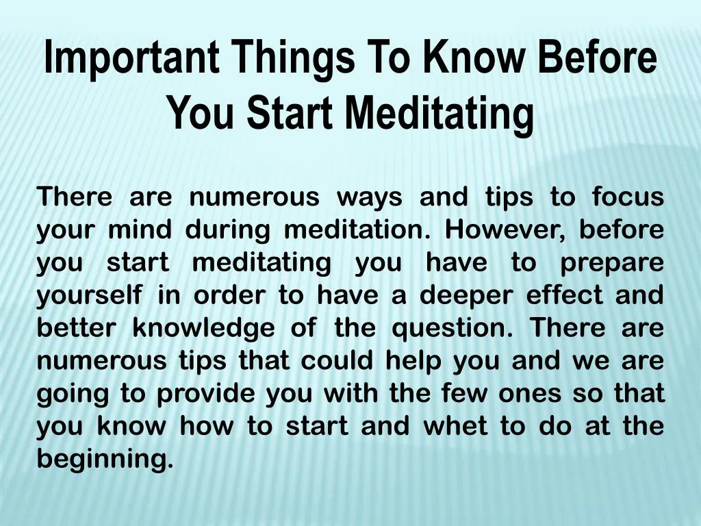 important things to know before you start n.