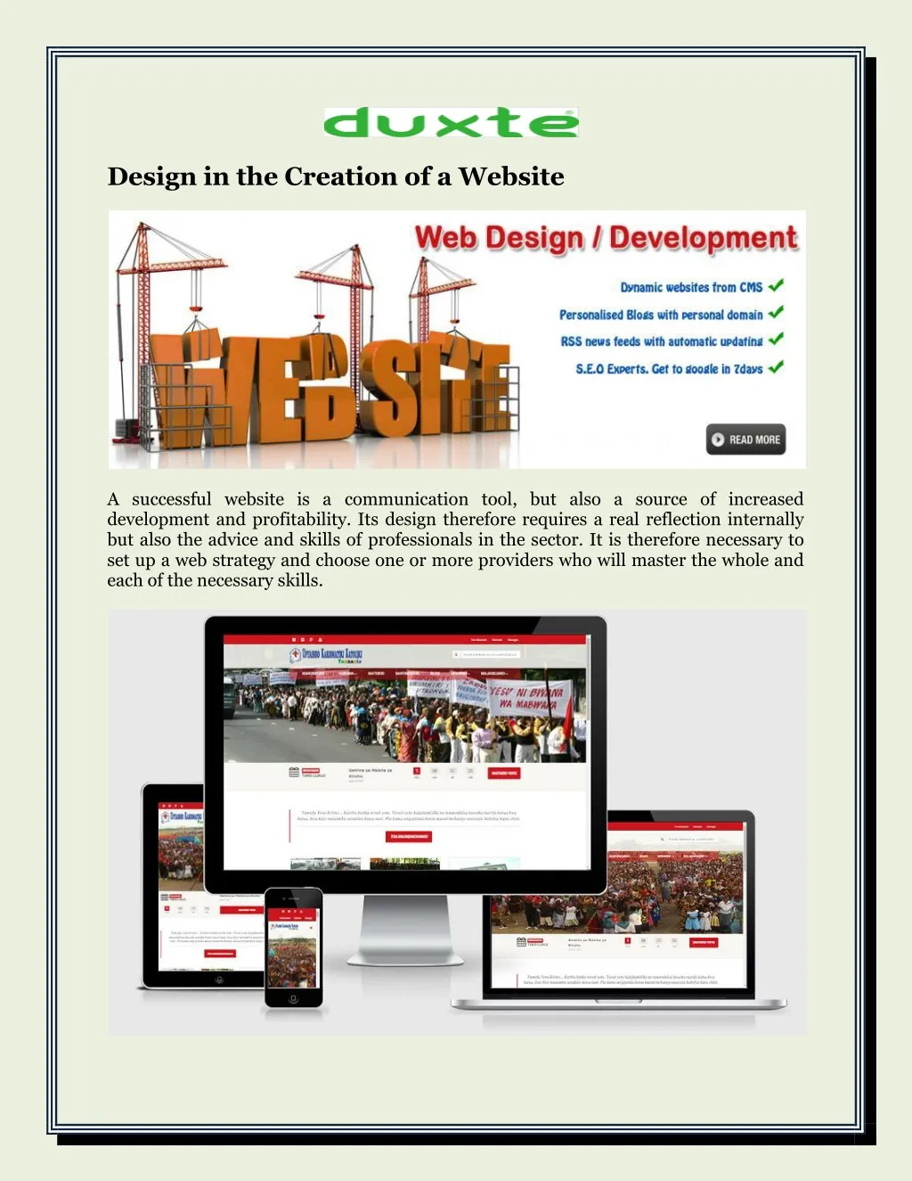 design in the creation of a website n.