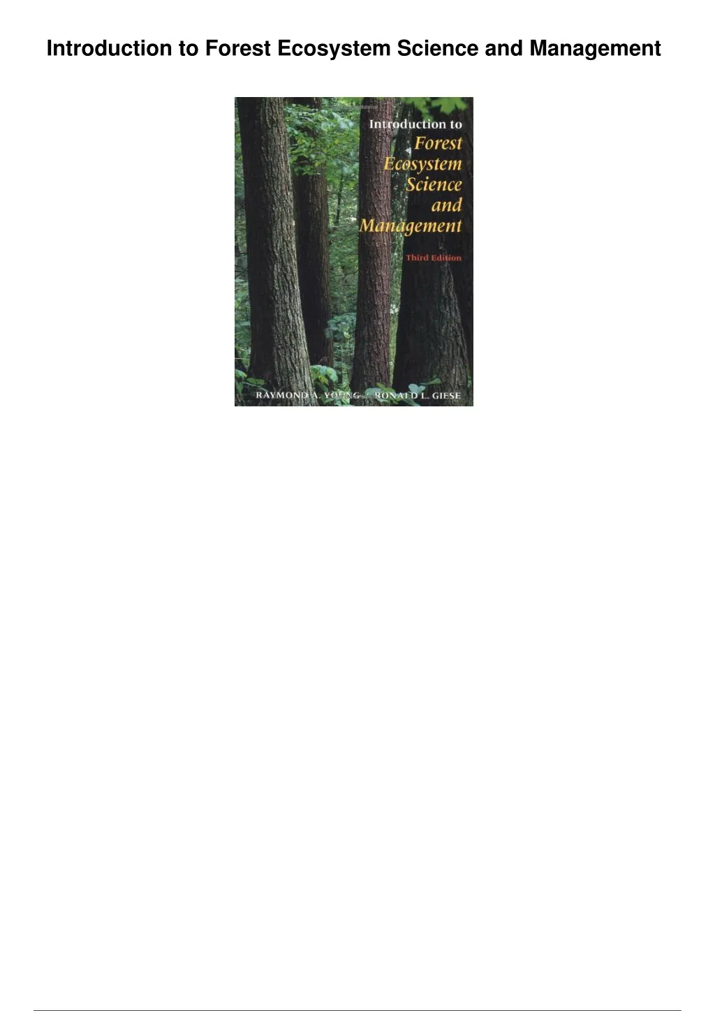 PPT - Introduction To Forest Ecosystem Science And Management_PDF ...