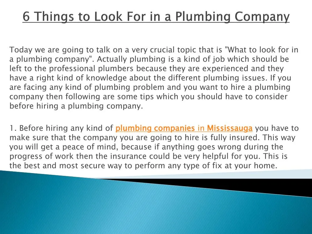 6 things to look for in a plumbing company n.