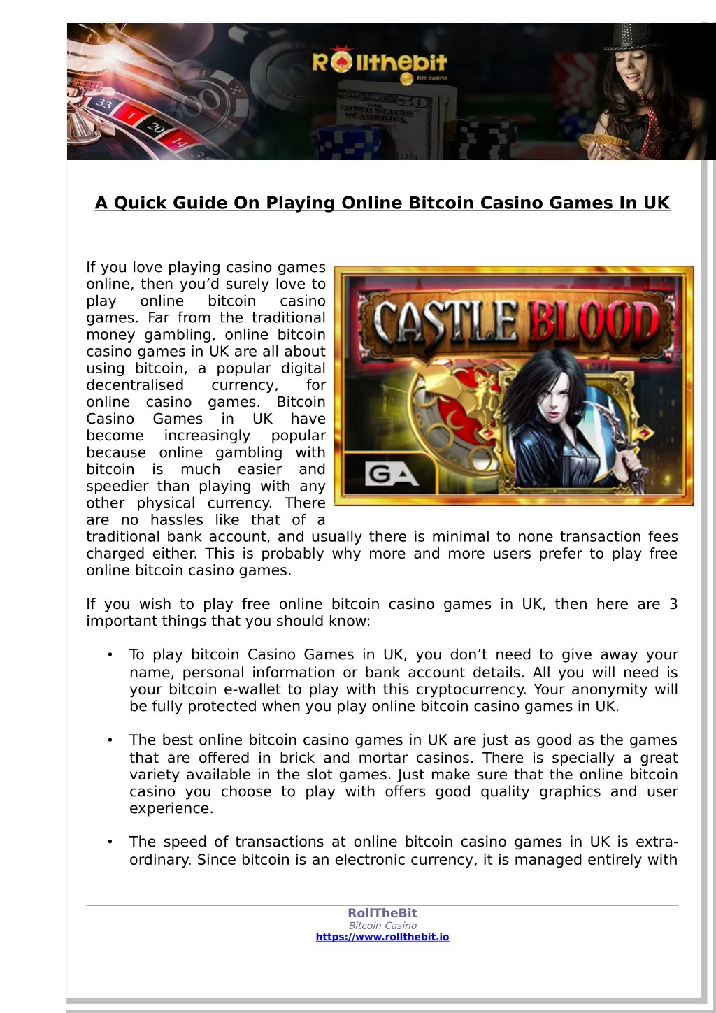 a quick guide on playing online bitcoin casino n.