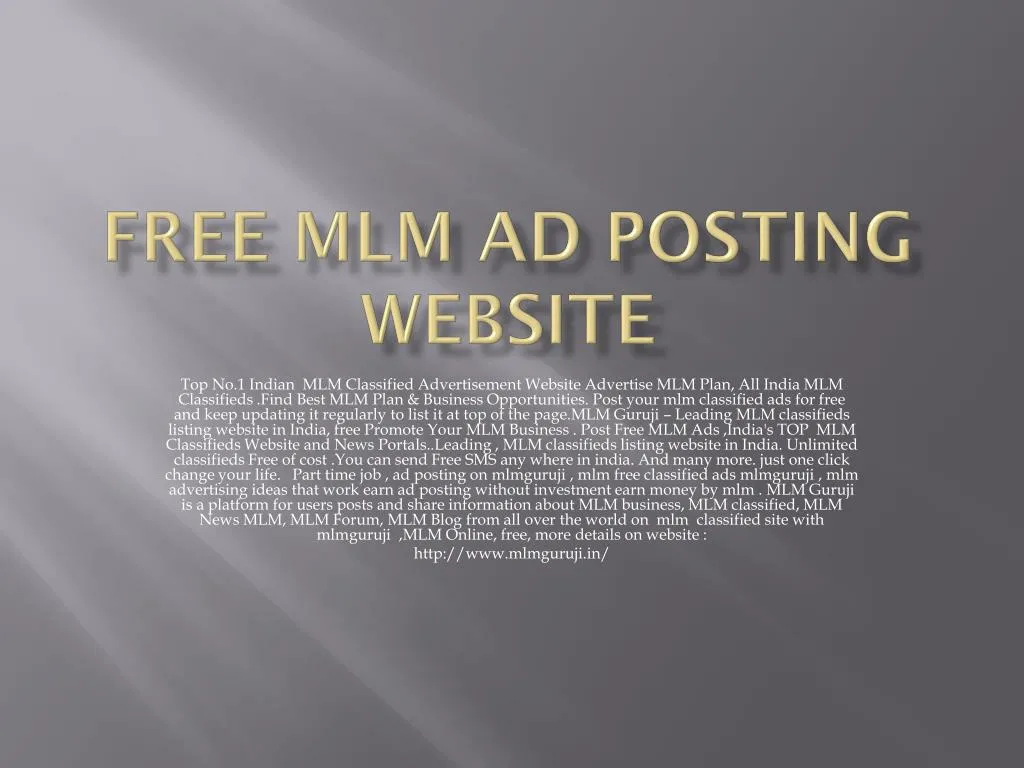 free mlm ad posting website n.