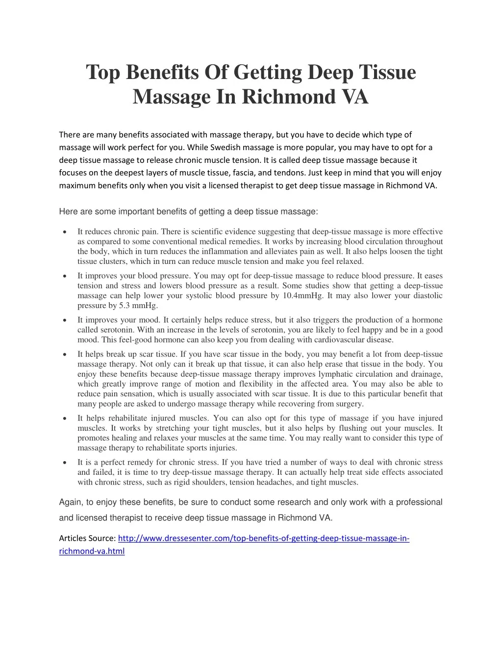 Ppt Top Benefits Of Getting Deep Tissue Massage In Richmond Va Powerpoint Presentation Id