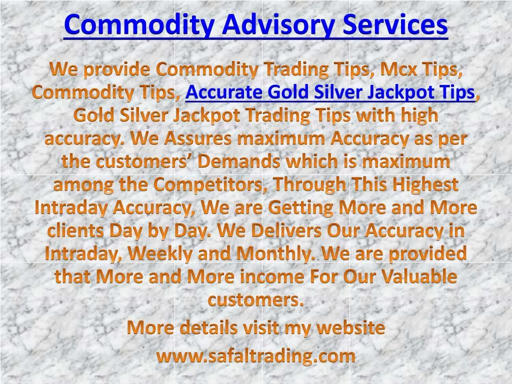 commodity advisory services n.