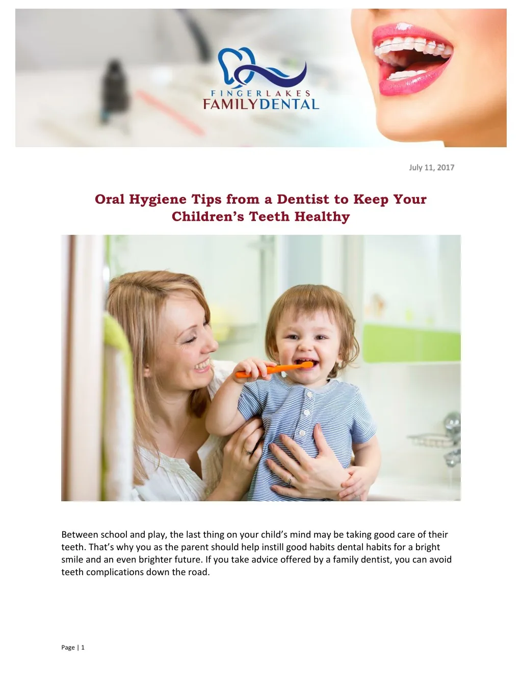 PPT - Oral Hygiene Tips from a Dentist to Keep Your Children’s Teeth ...