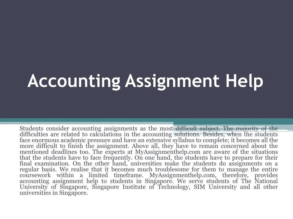 help with accounting assignment